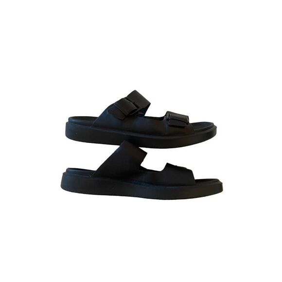 Ecco Flowt Fluxe Mens Black Classic Leather Buckle Slide Sandals Size 8.5 - Picture 7 of 16